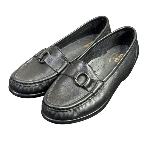 SAS Jewel Loafers Shoes Womens 5 M Black Leather Slip On Tripad Comfort Casaul - Picture 5 of 11
